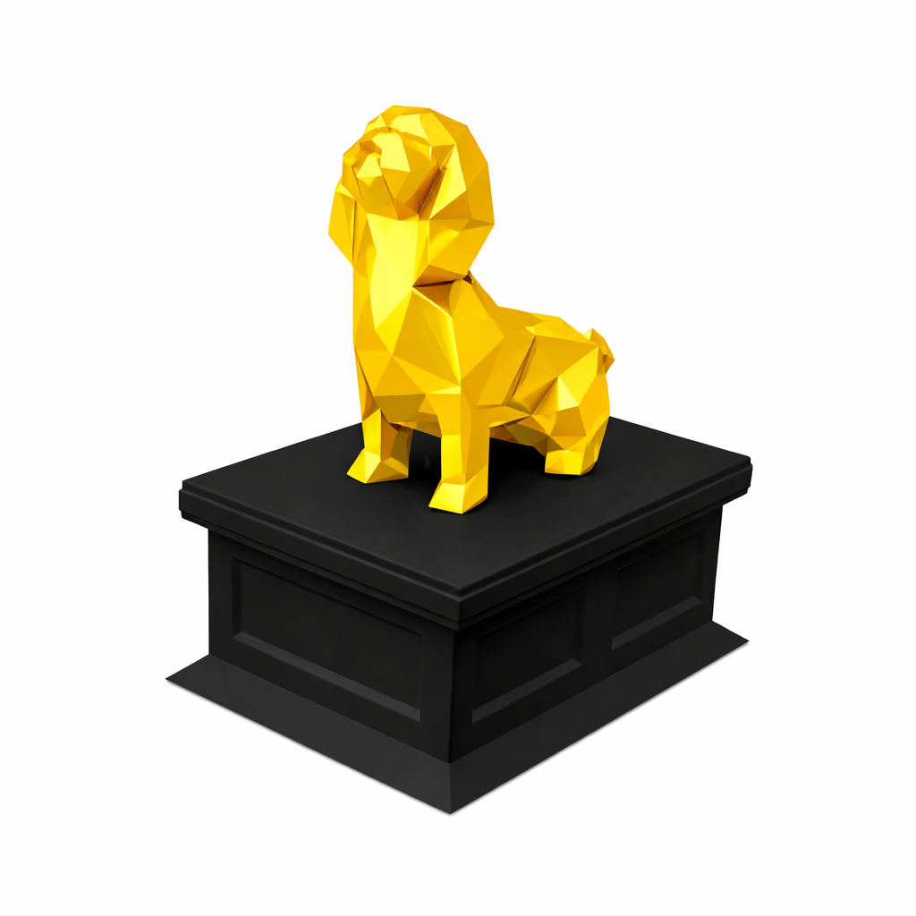 black vault gold Shih Tzu pet urn