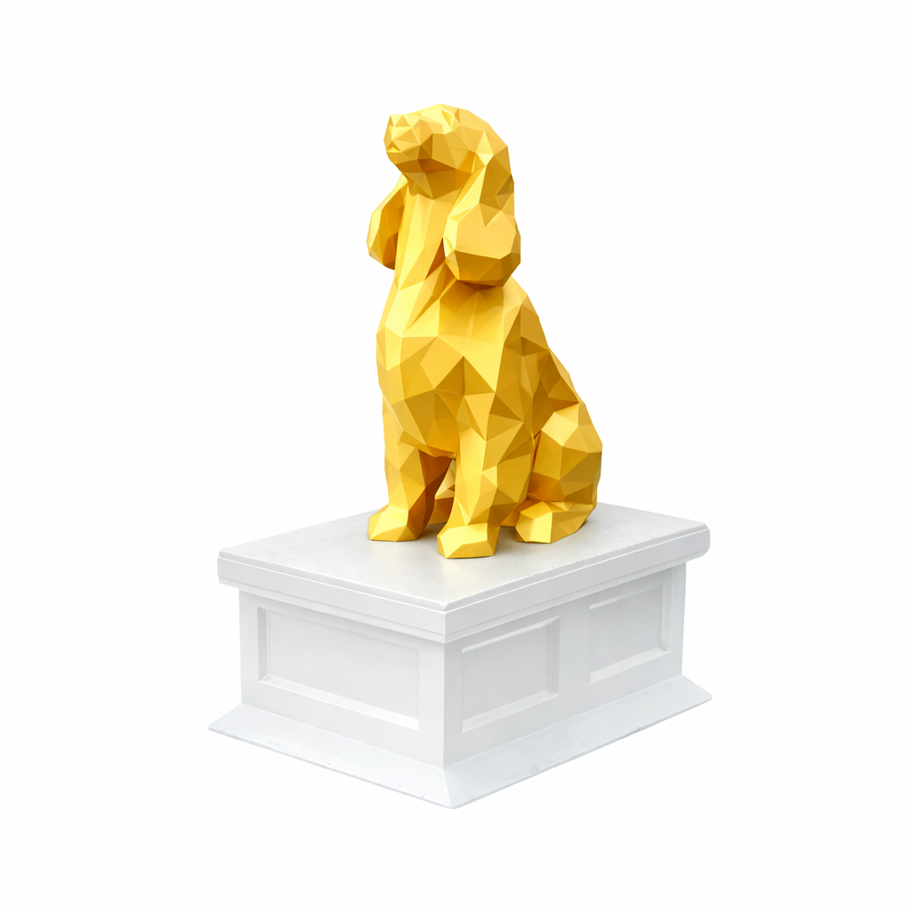 White Vault Gold Cocker Spaniel Pet Urn
