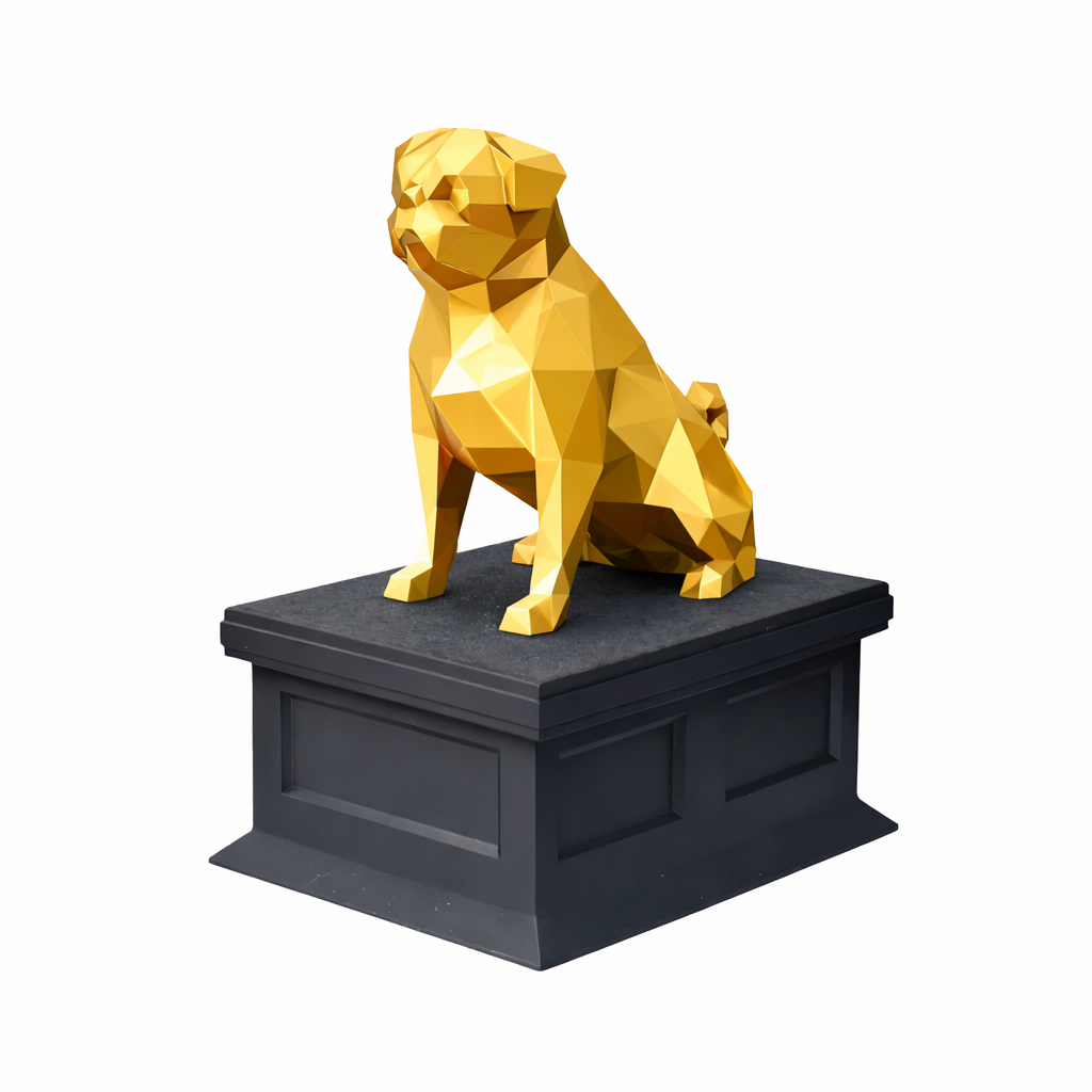 black vault gold pug pet urn