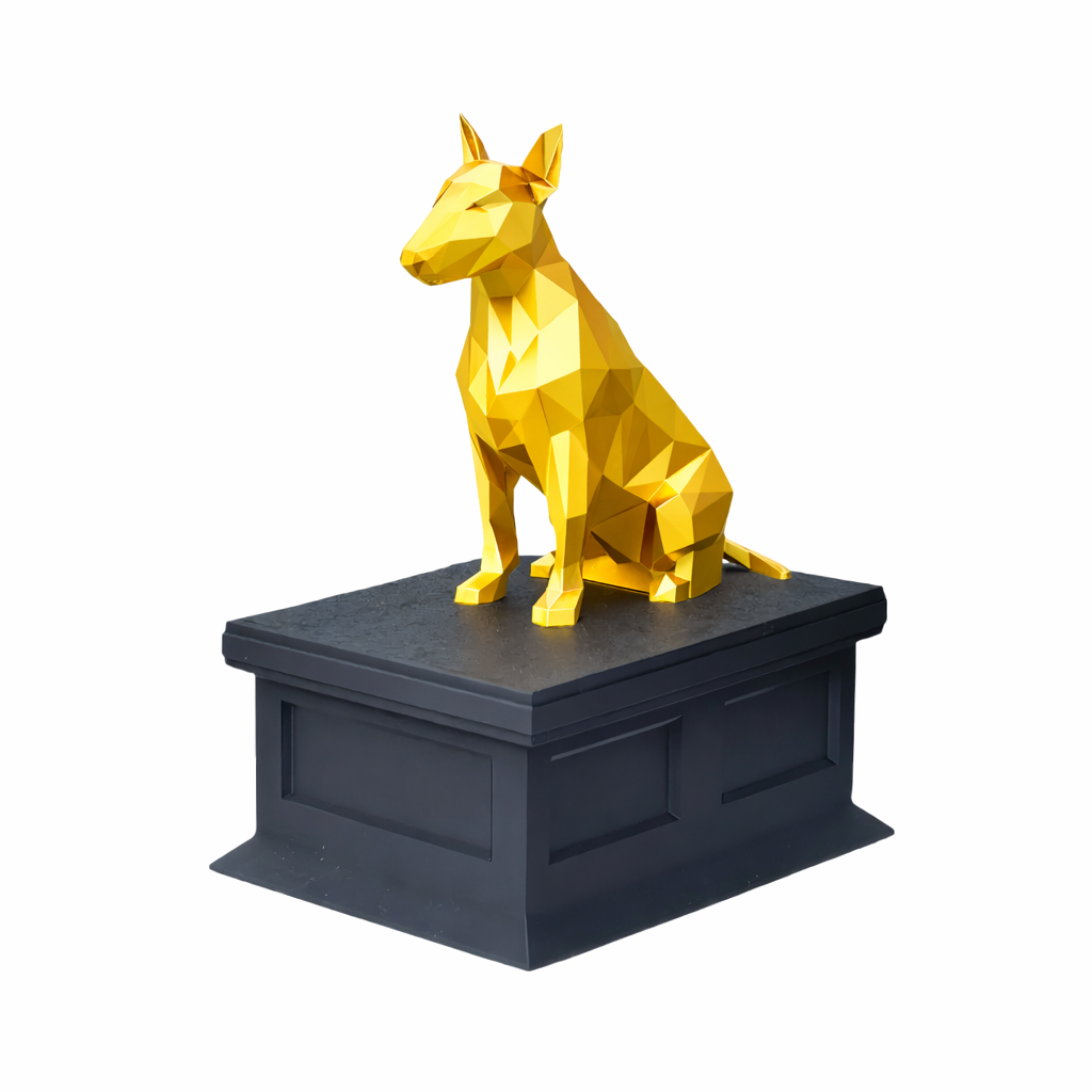 black vault gold bull terrier pet urn