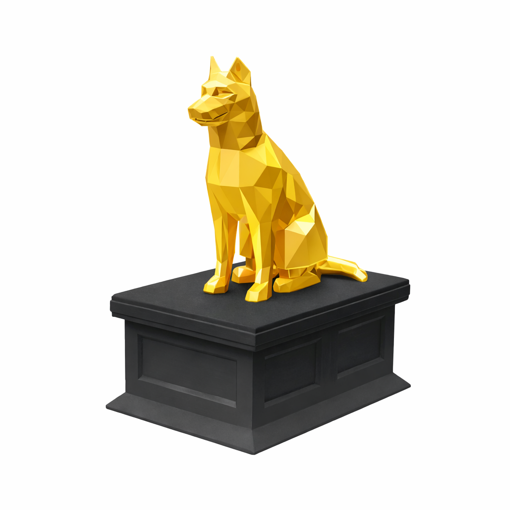 black vault gold husky pet urn