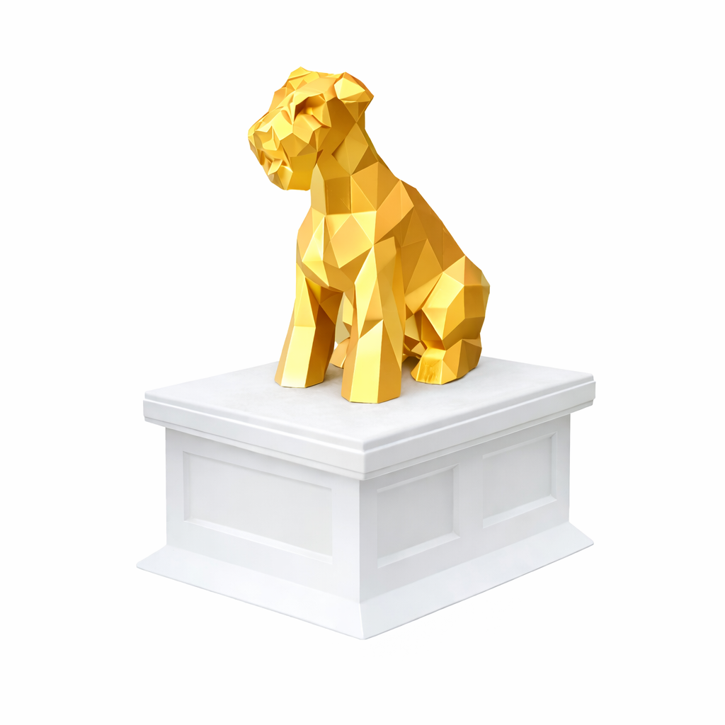 white vault gold Schnauzer pet urn