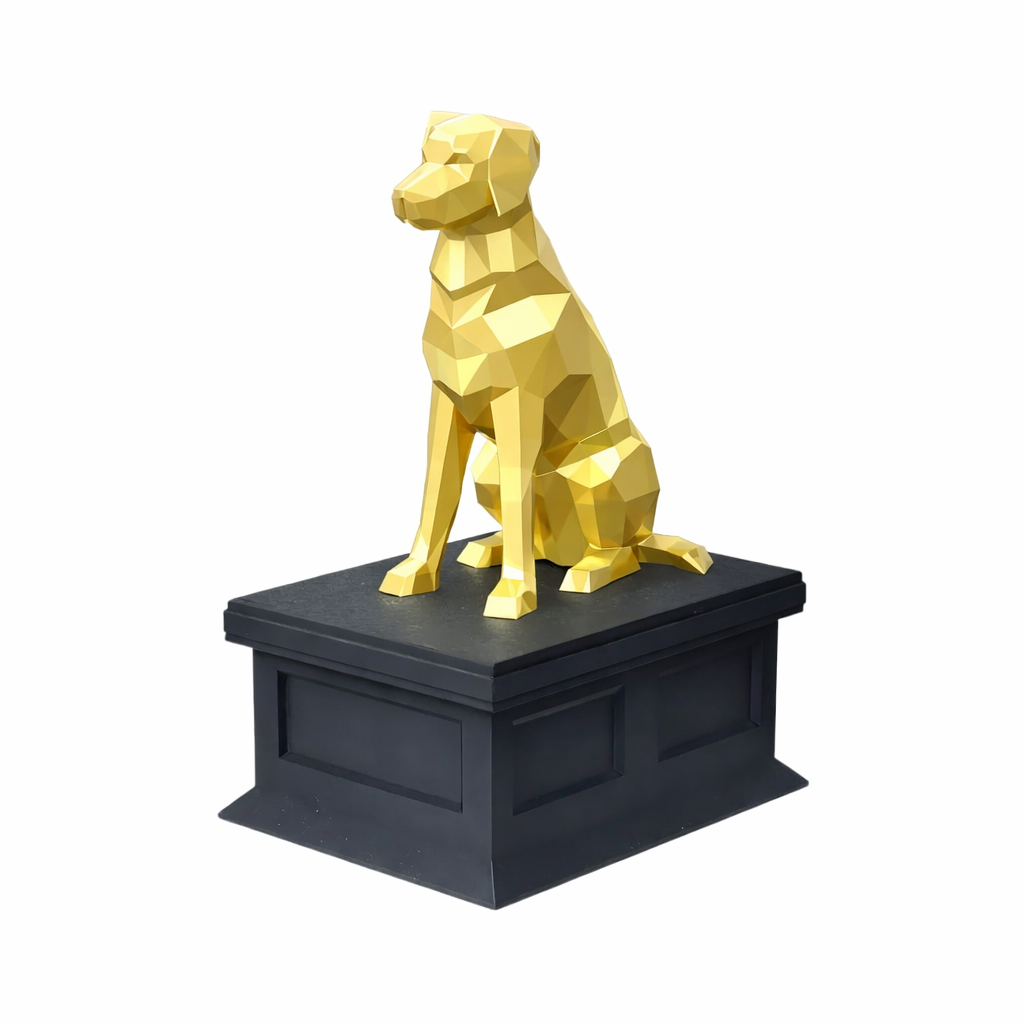 black vault gold labrador pet urn