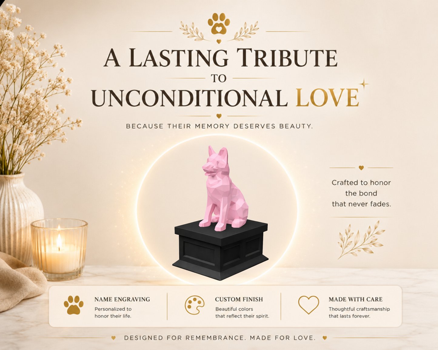 black vault pink german shepherd custom pet urn