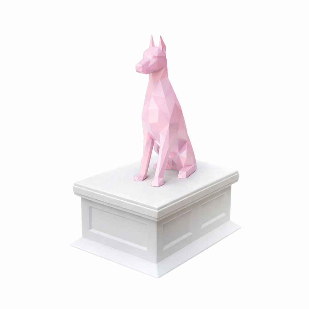white vault pink doberman pet urn