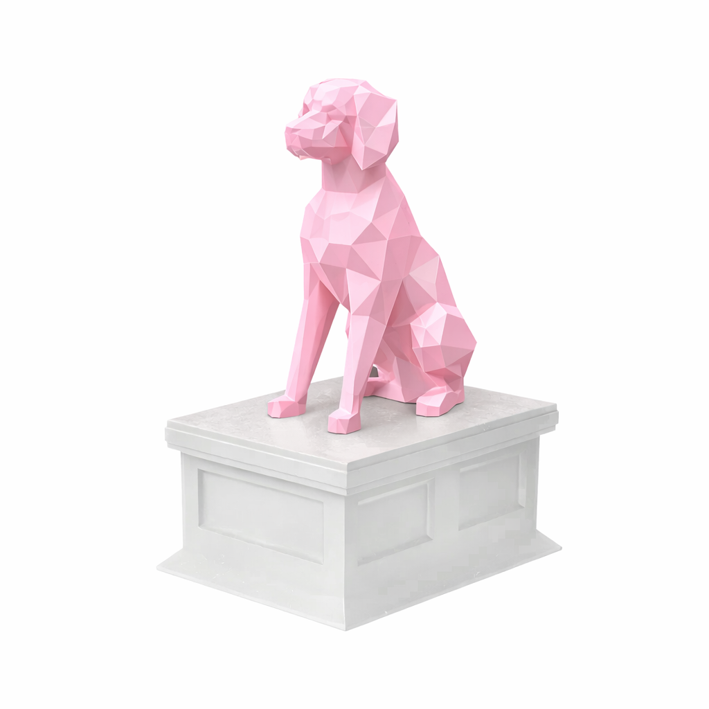 white vault pink brittany spaniel pet urn