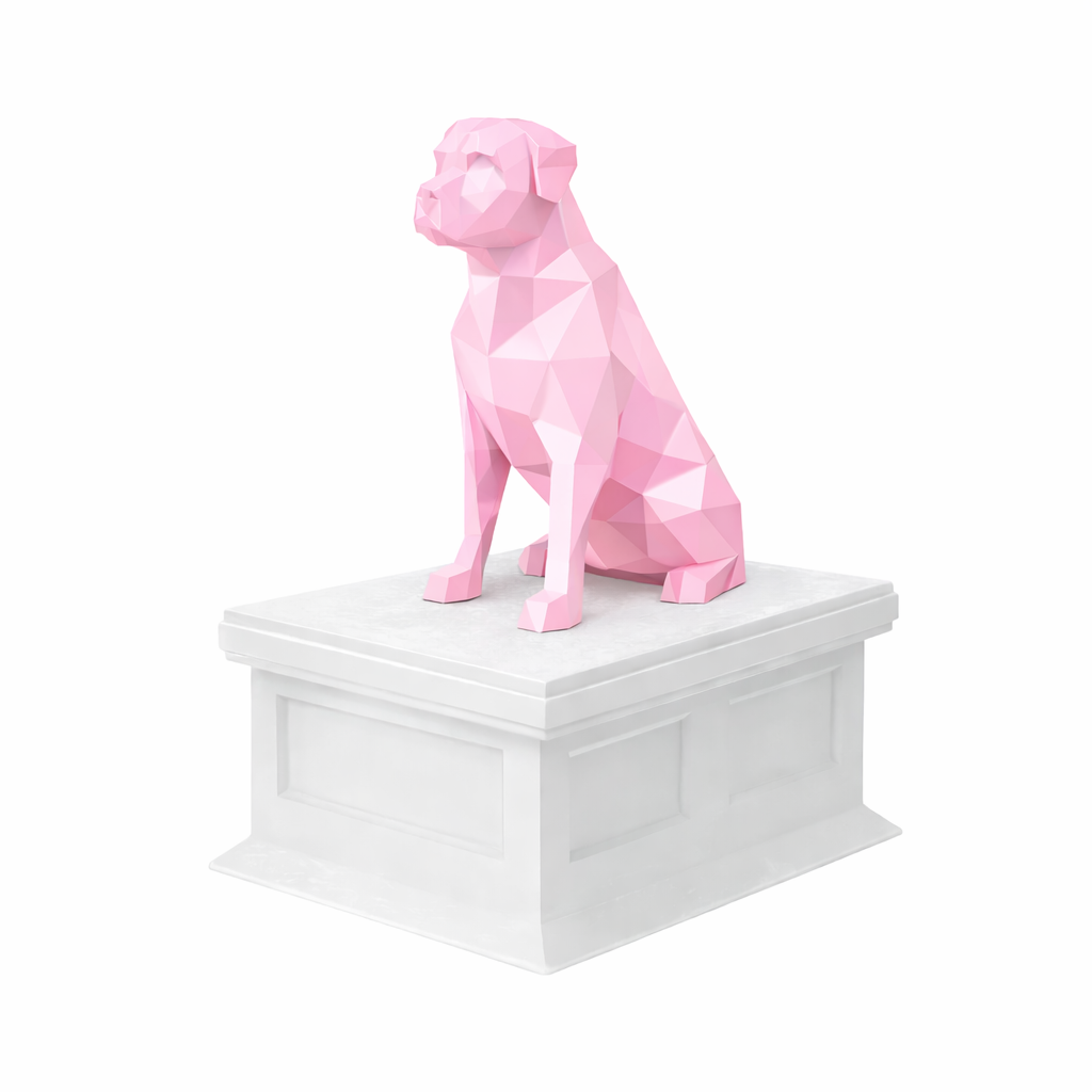 white vault pink Rottweiler pet urn