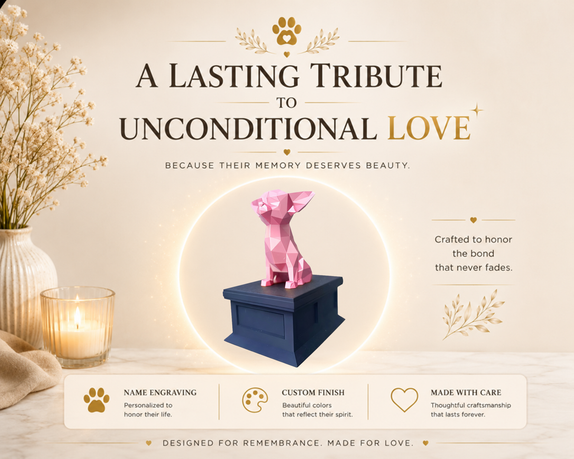 black vault pink Chihuahua custom pet urn