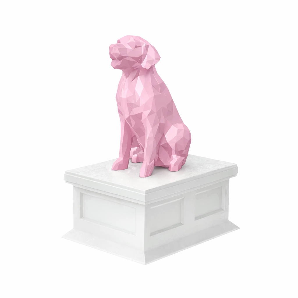 white vault pink golden retriever pet urn