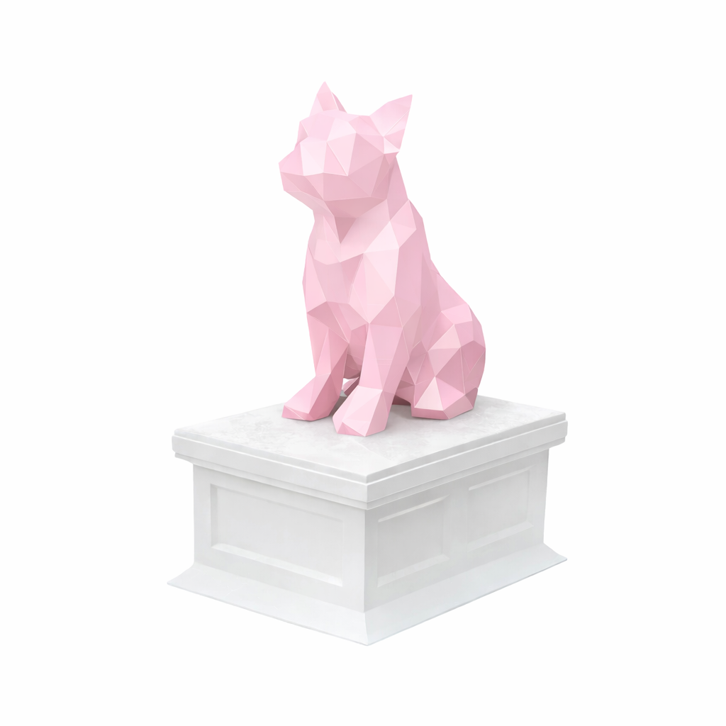 white vault pink french bulldog pet urn