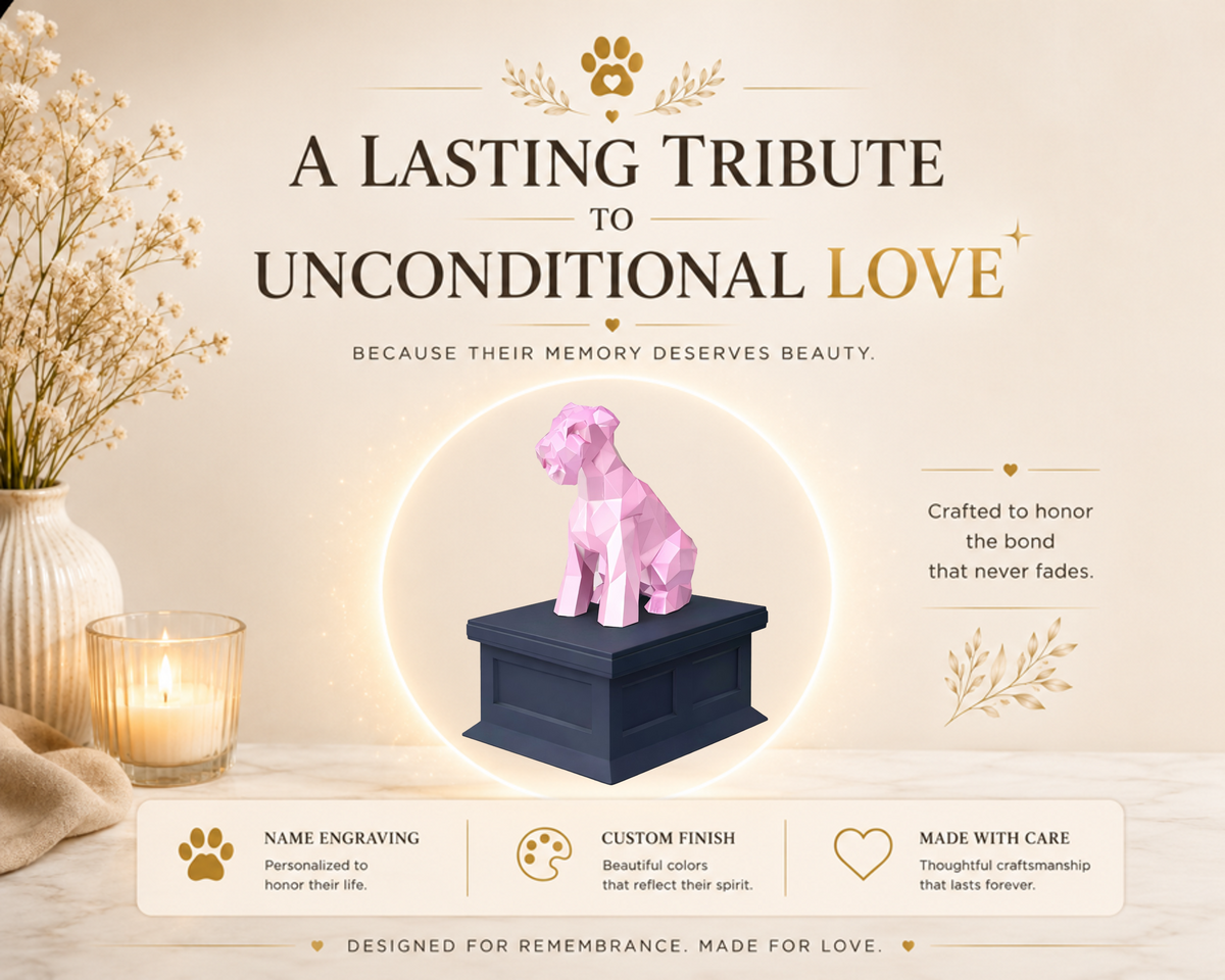 black vault pink Schnauzer custom pet urn