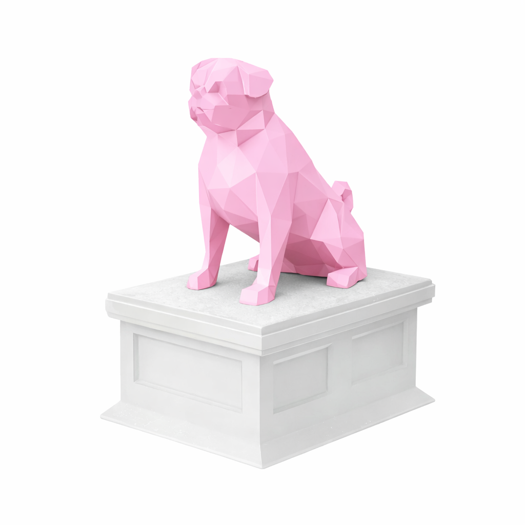 white vault pink pug pet urn