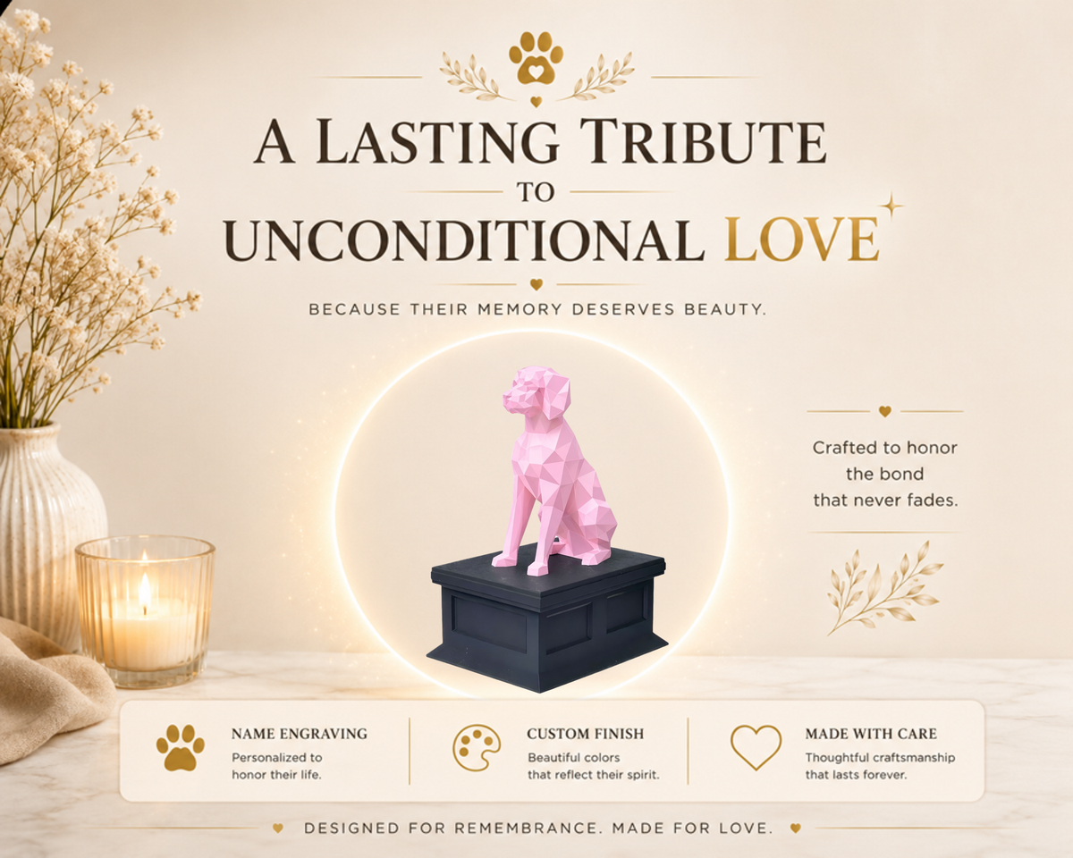 black vault pink brittany spaniel custom pet urn