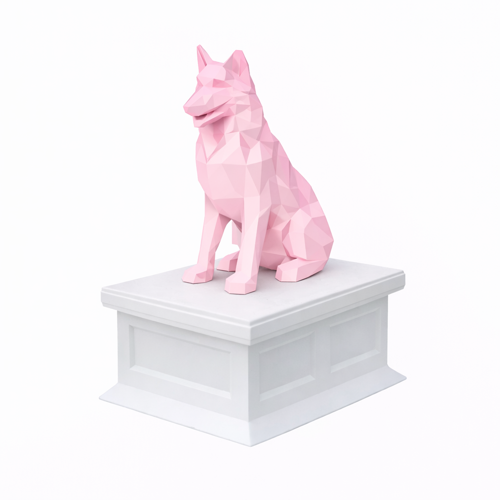 white vault pink Shetland Shepherd pet urn