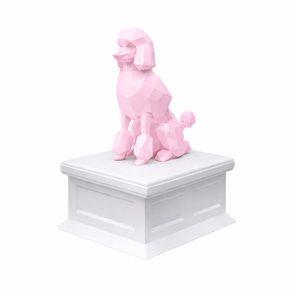 white vault pink poodle pet urn