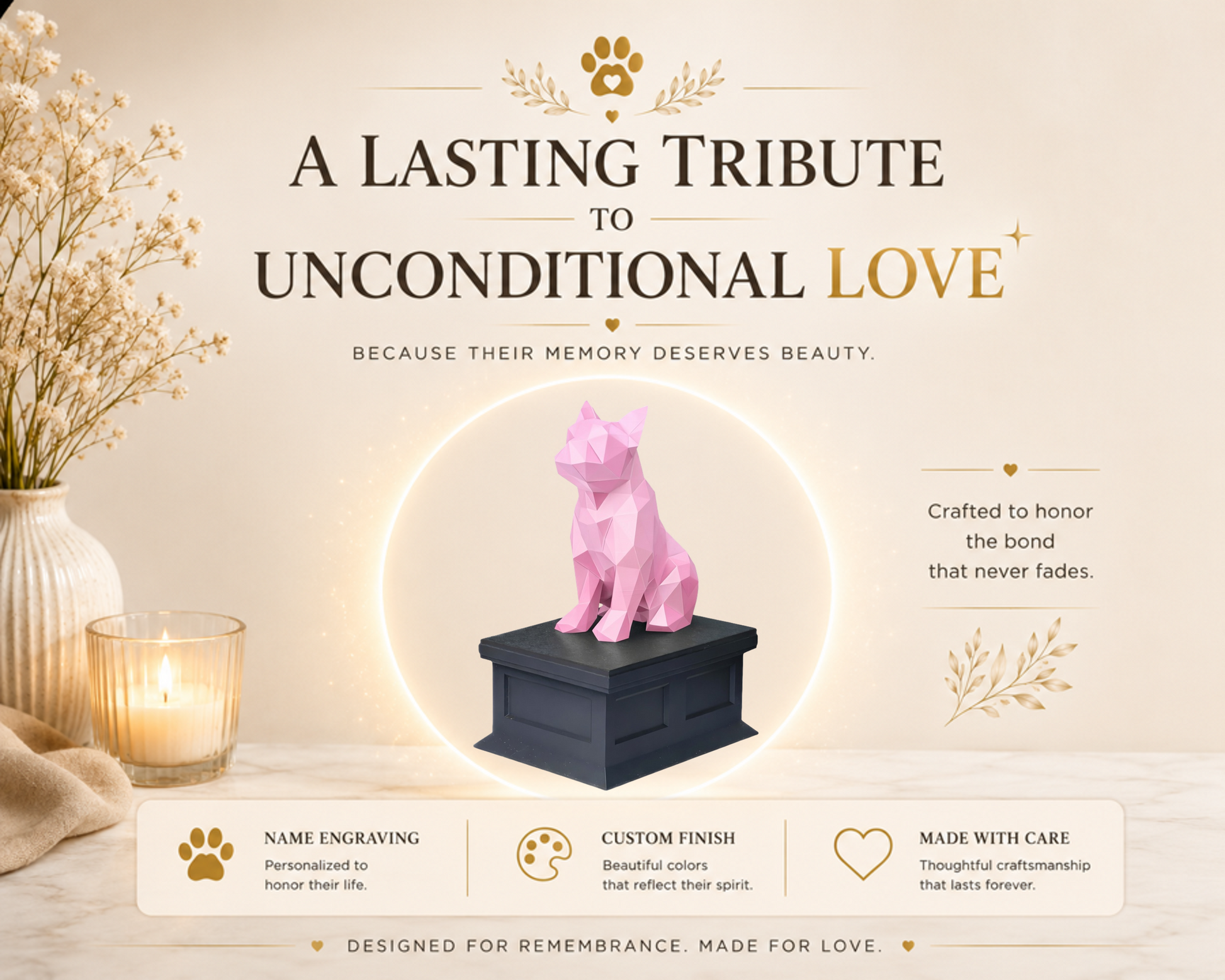 black vault pink french bulldog custom pet urn