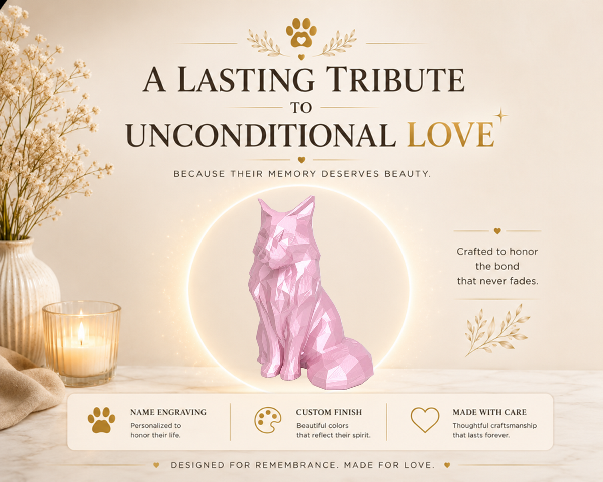 pink Maine Coon Cat Pet Capsule custom Urn