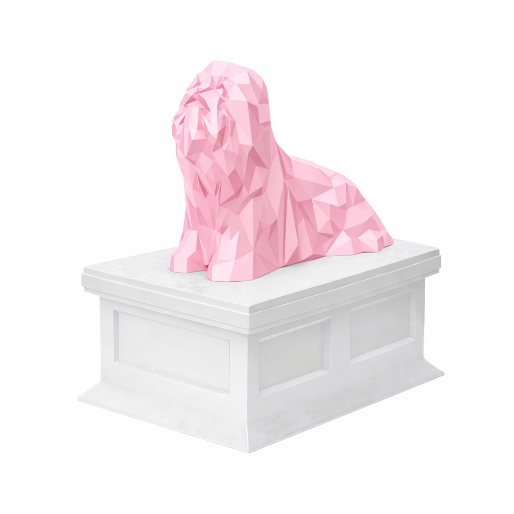 white vault pink Lhasa Apso Pet Urn