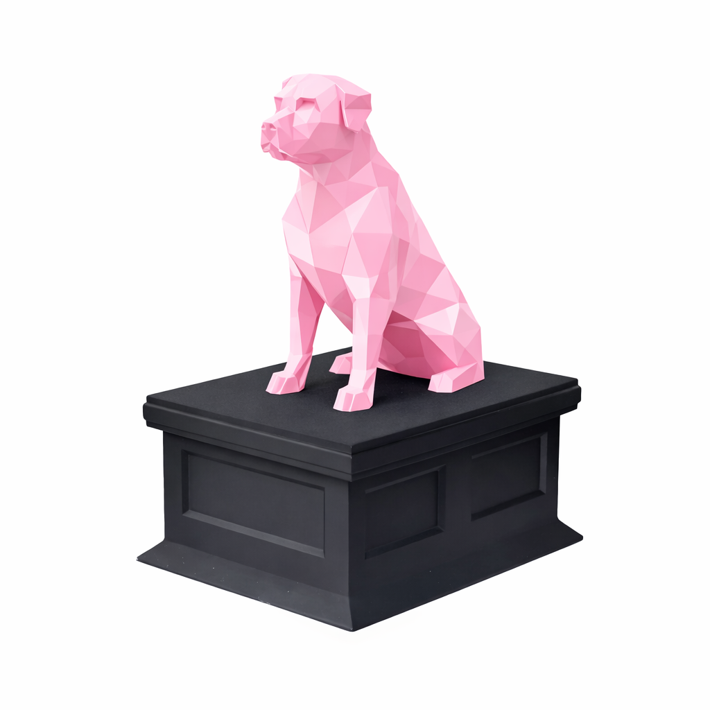 black vault pink Rottweiler pet urn