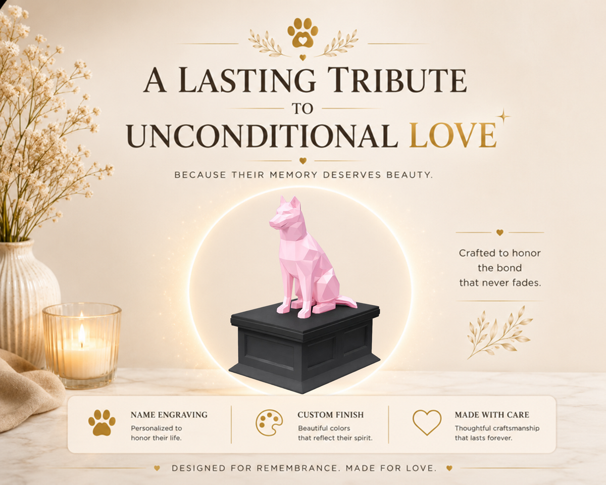 black vault pink husky custom pet urn