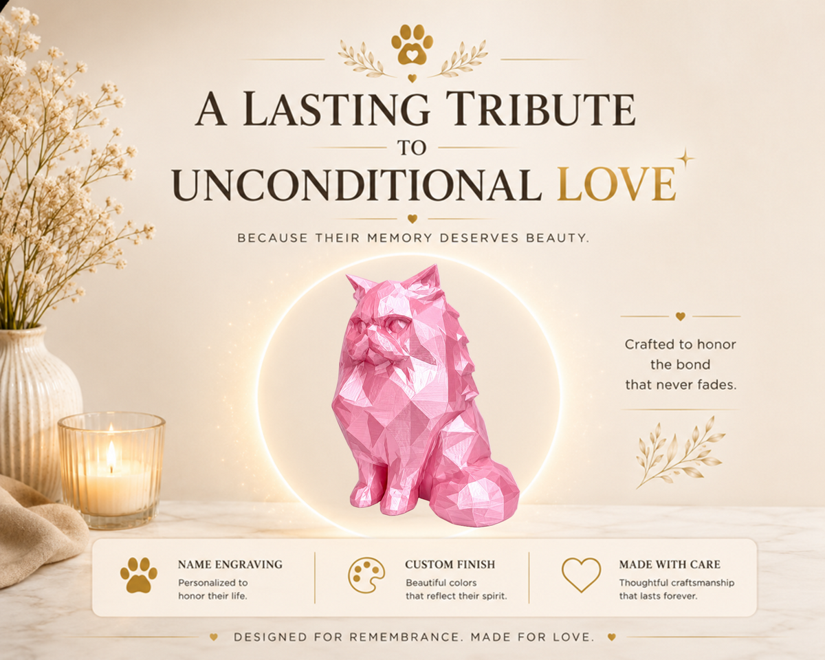 pink Persian Cat Pet Capsule custom Urn