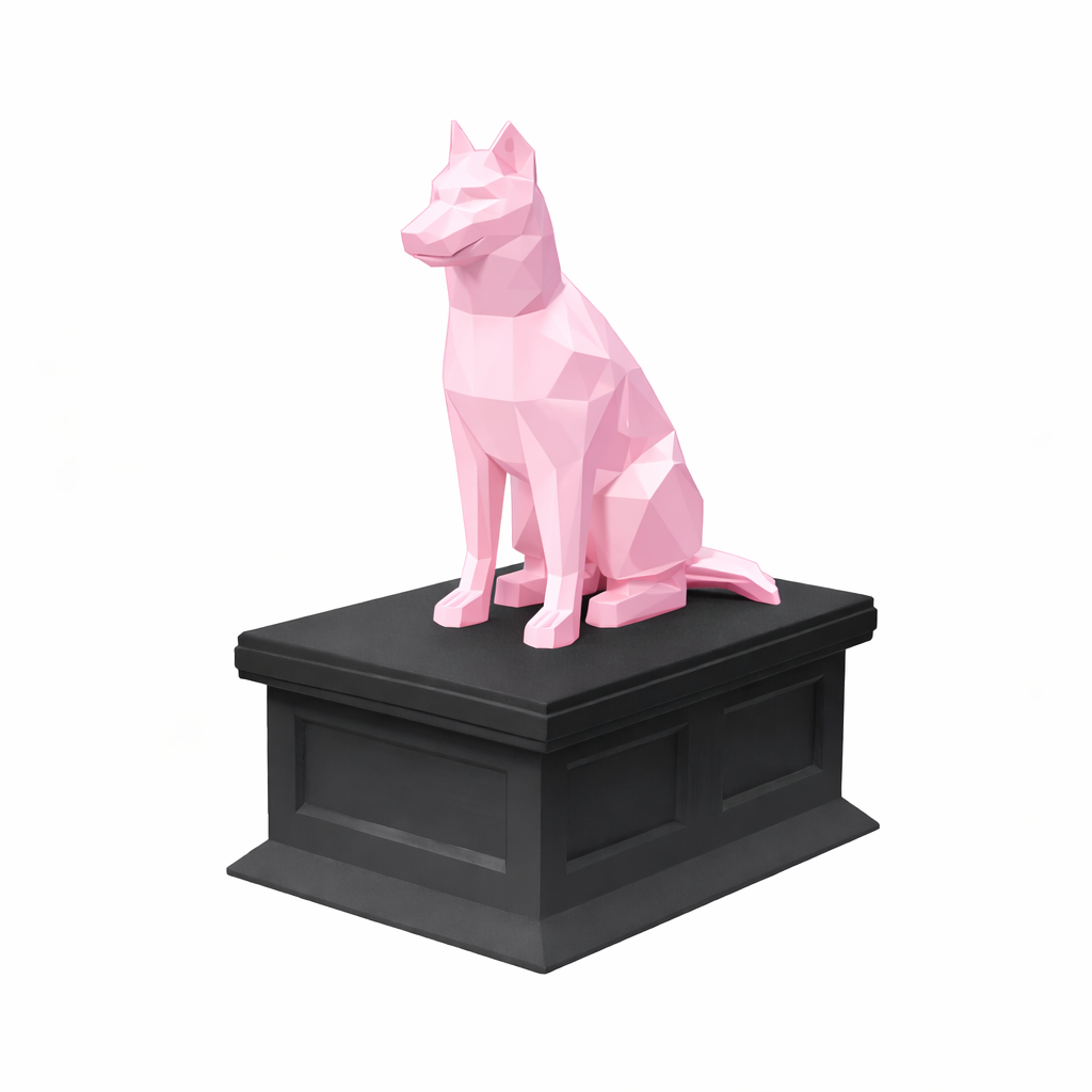 black vault pink husky pet urn