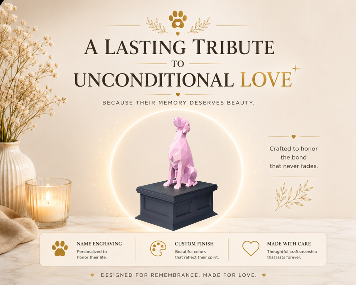 black vault pink english setter custom pet urn