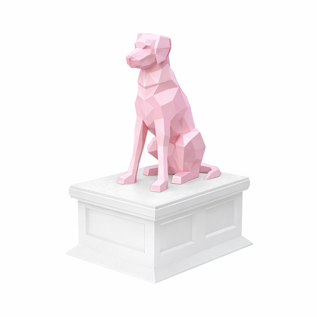 white vault pink labrador pet urn