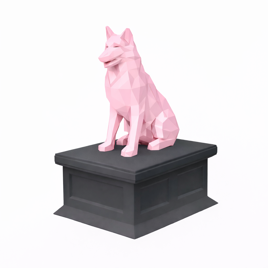 black vault pink Shetland Shepherd pet urn