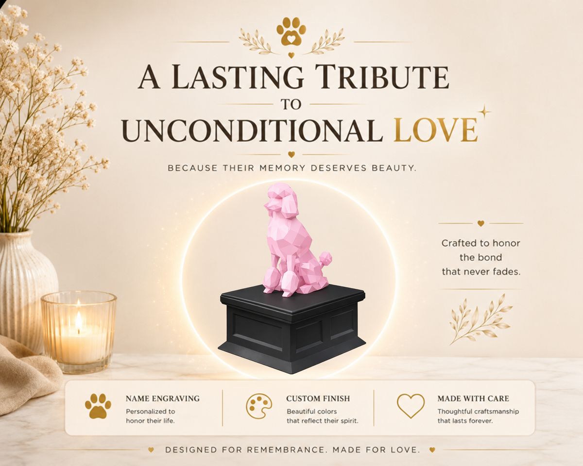 black vault pink poodle custom pet urn