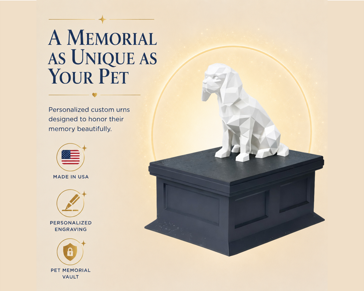 black vault white cavalier king charles spaniel custom pet urn