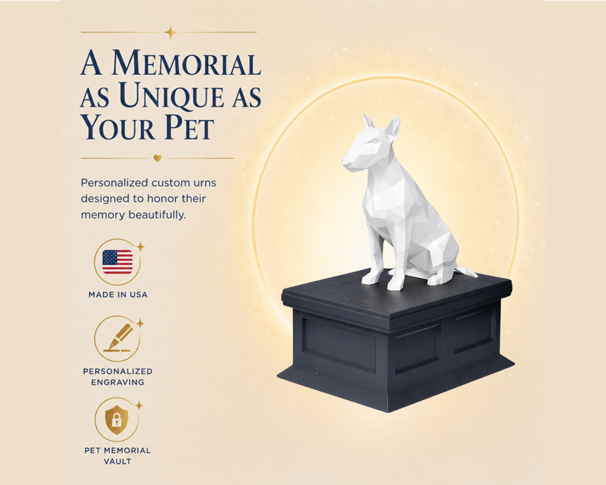 black vault white bull terrier custom pet urn