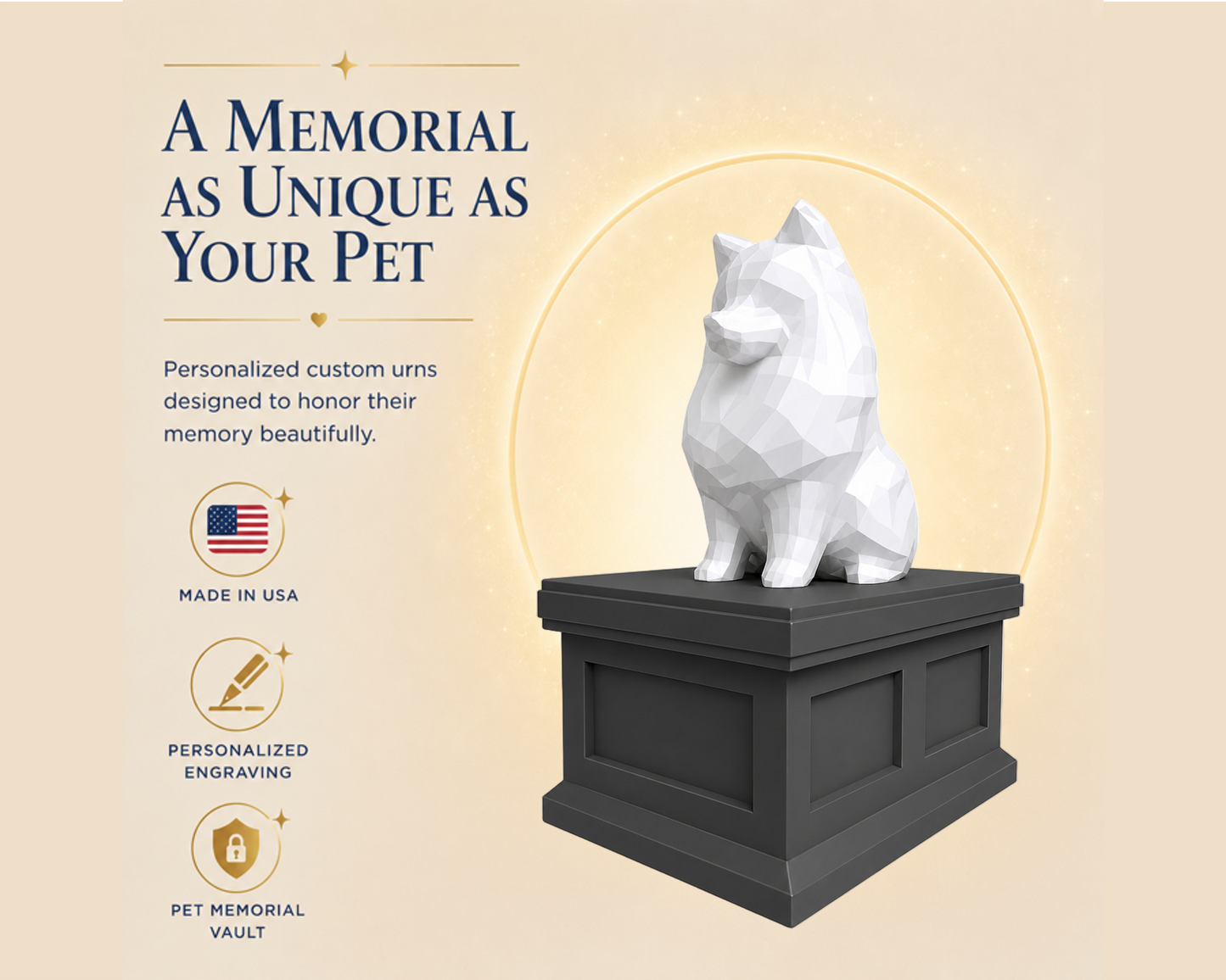black vault white pomeranian pet memorial urn