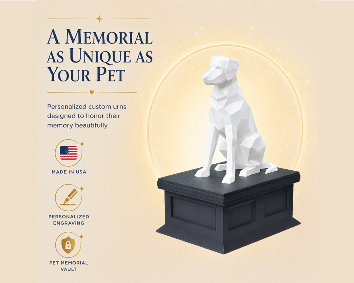 black vault white labrador custom pet urn