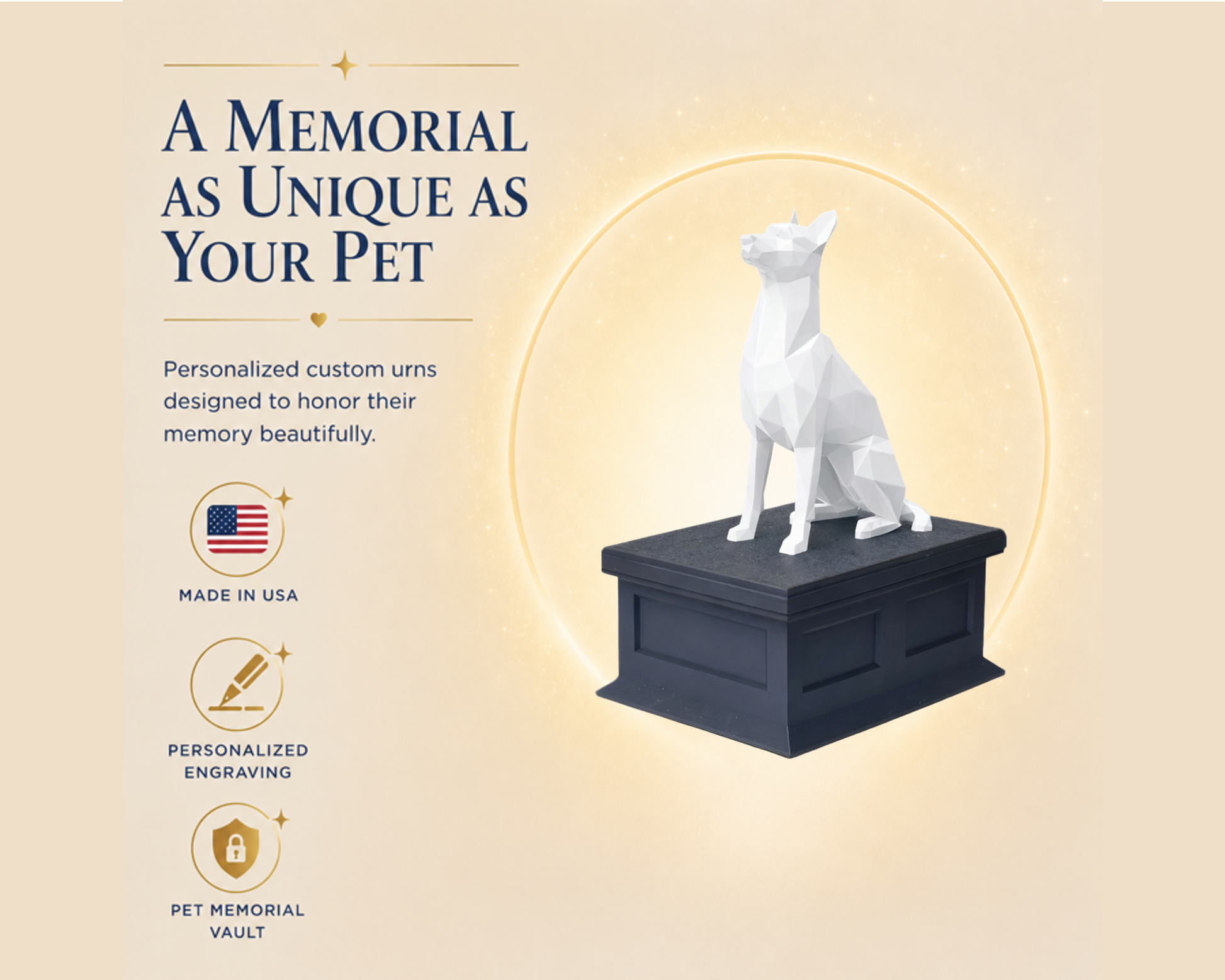 black Vault white Belgian Malinois custom Pet Urn