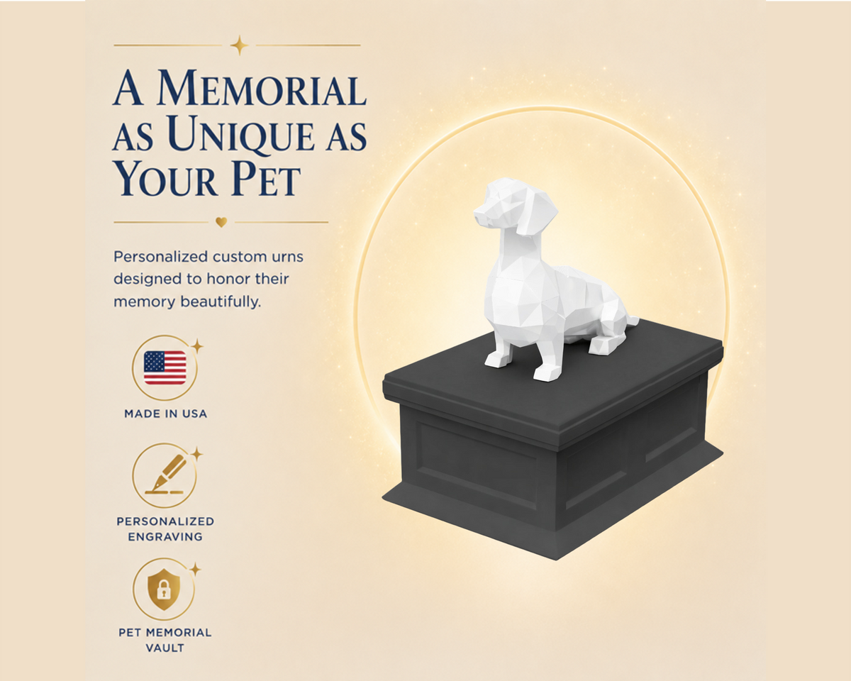black vault white dachshund custom Pet Urn