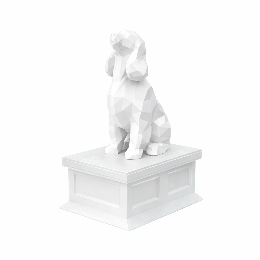 white Vault White Cocker Spaniel Pet Urn