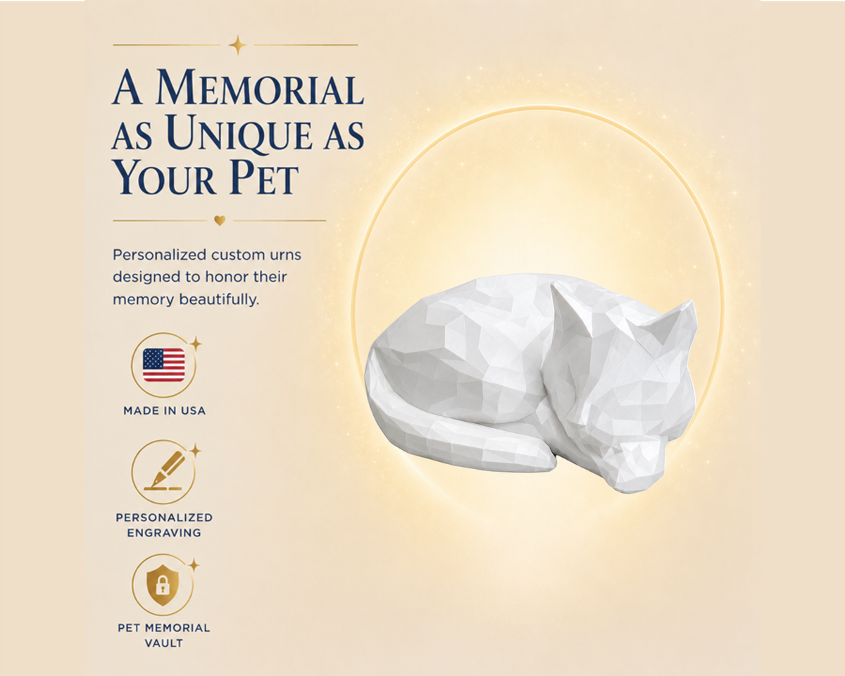 white Cat resting Pet Capsule custom Urn