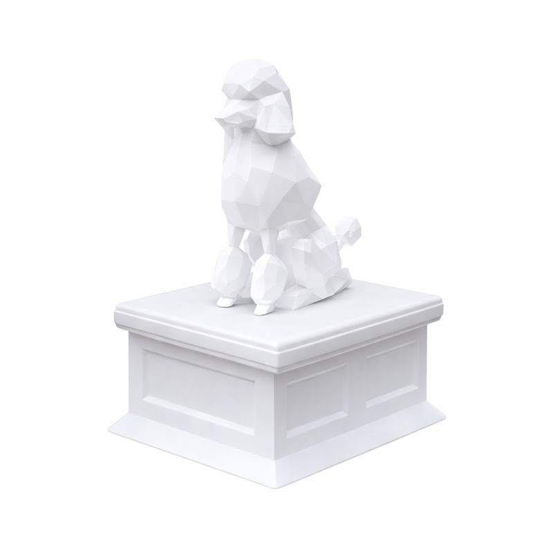 white vault white poodle pet urn