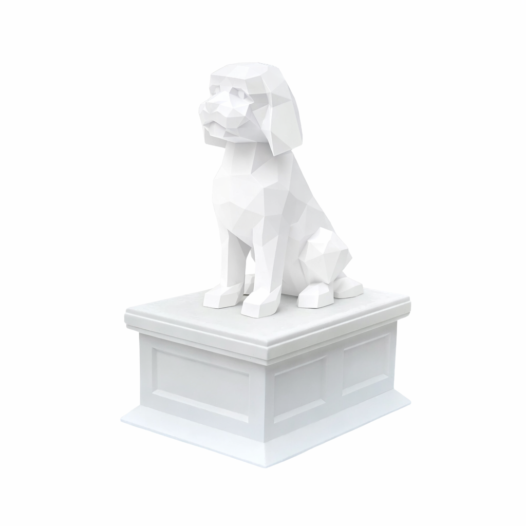 white vault white Golden doodle pet urn