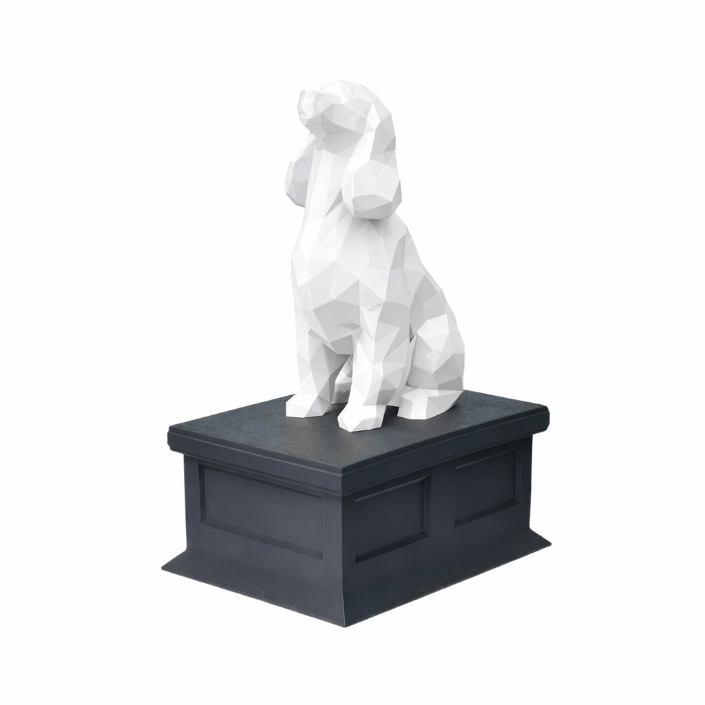 Black Vault White Cocker Spaniel Pet Urn
