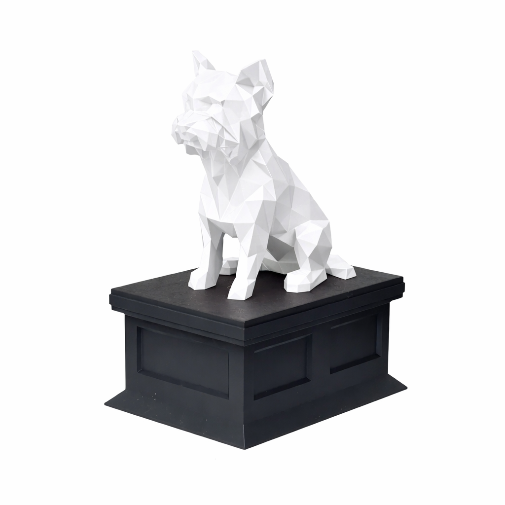 black vault white Yorkshire Terrier pet urn