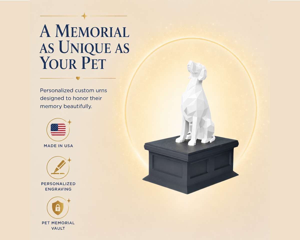 black vault white english setter custom pet urn