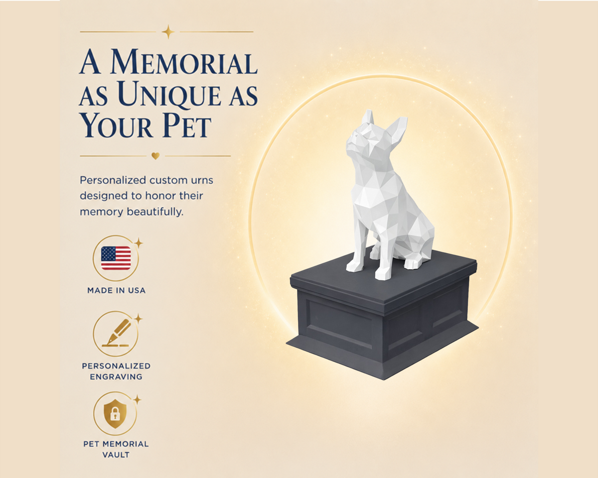 black vault white Boston Terrier custom Pet Urn