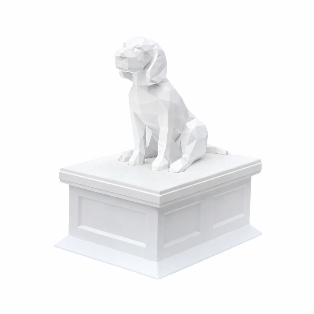 White vault white beagle pet urn
