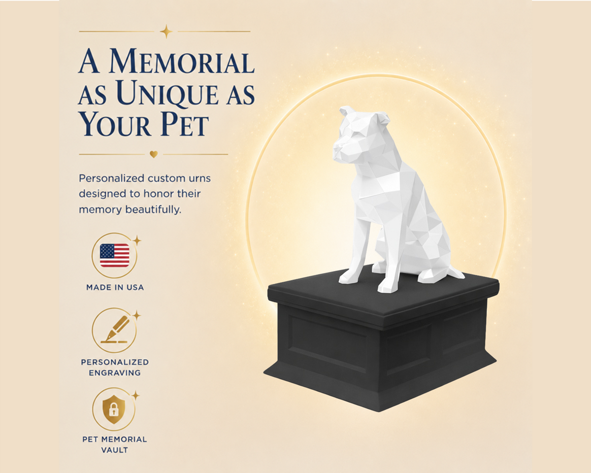 black vault white pitbull custom pet urn