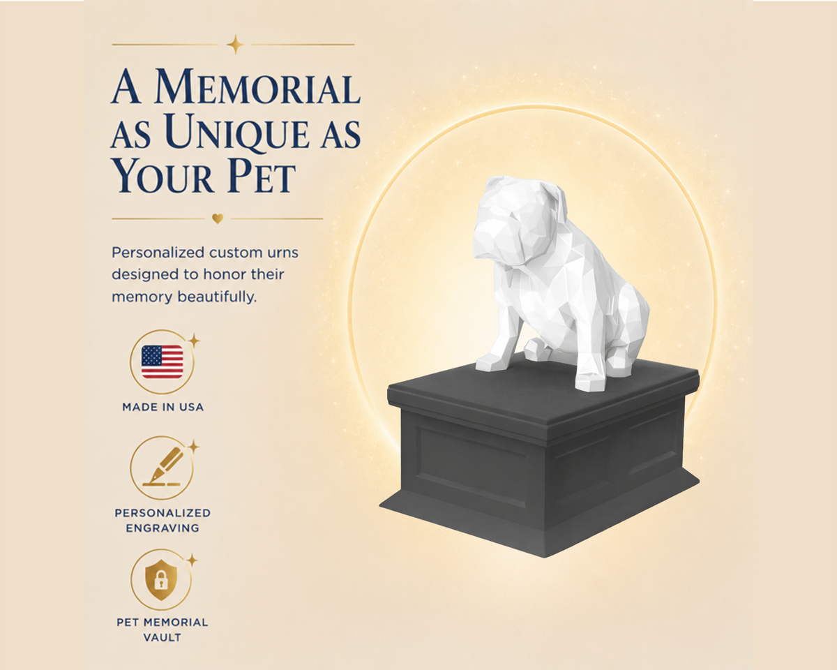 black vault white english bulldog custom pet urn