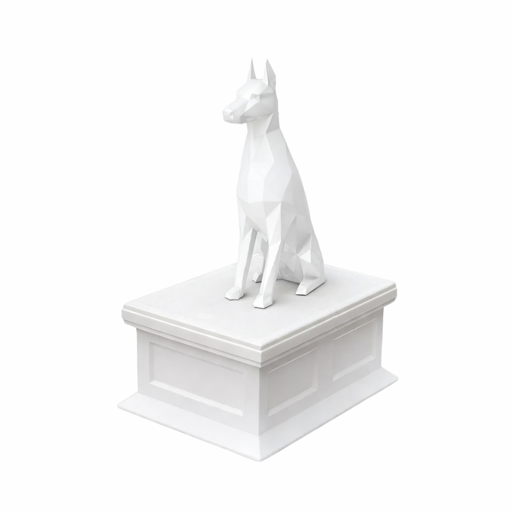 White vault white doberman pet urn