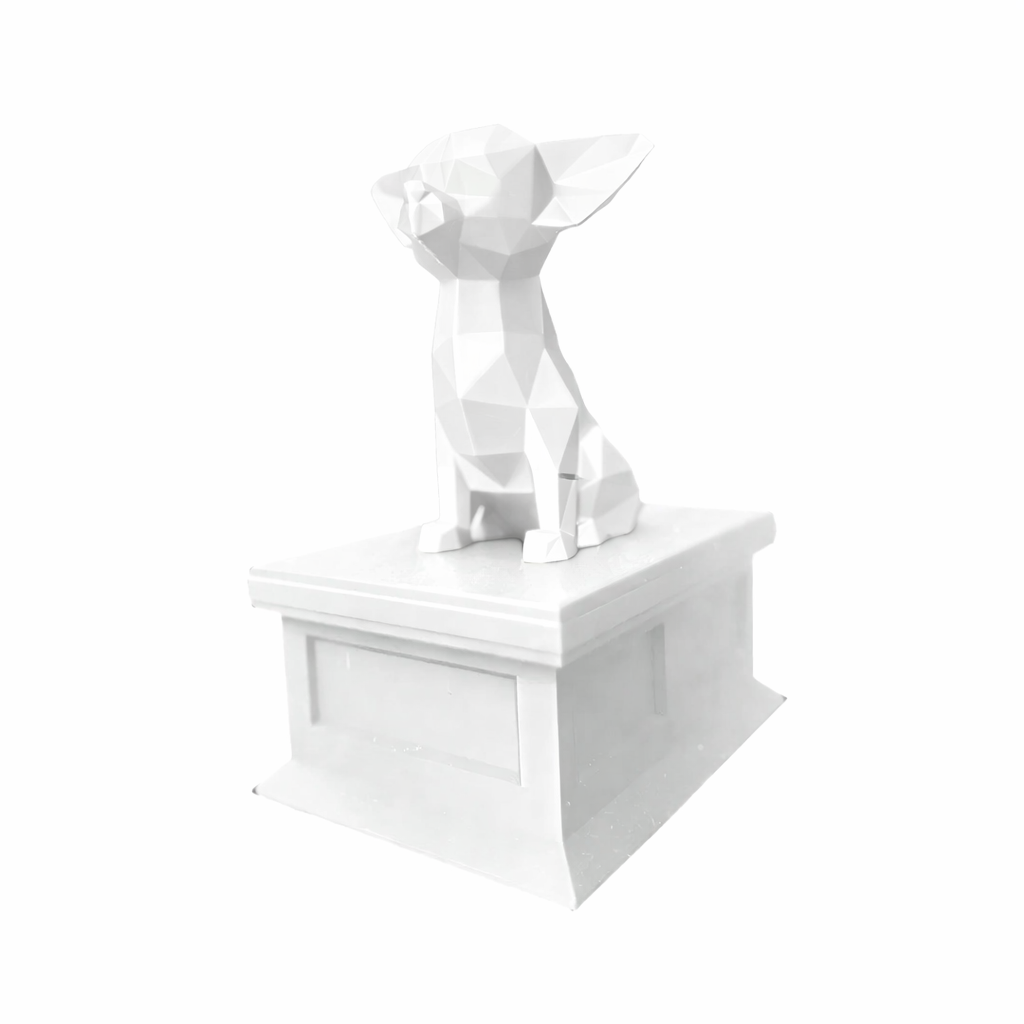 white vault white Chihuahua pet urn
