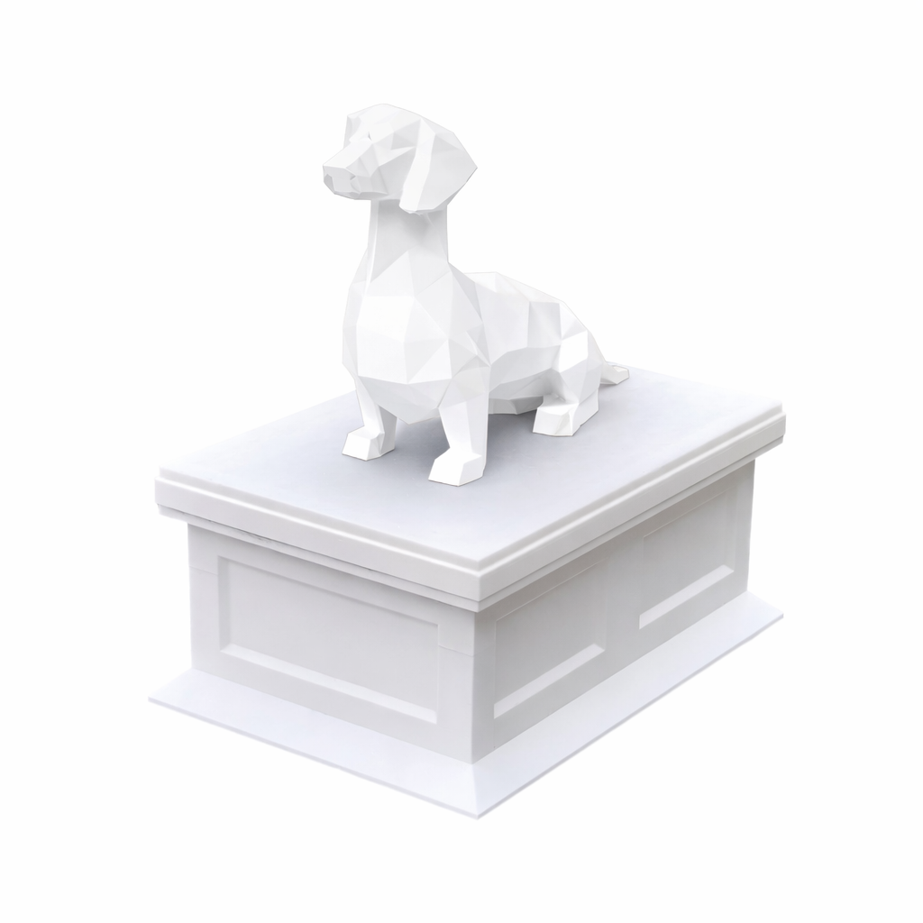 white vault white dachshund Pet Urn